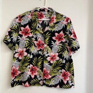 Vintage Maggie Sweet Shirts Womens Plus size 3X Red Green Hawaii Button USA 90s